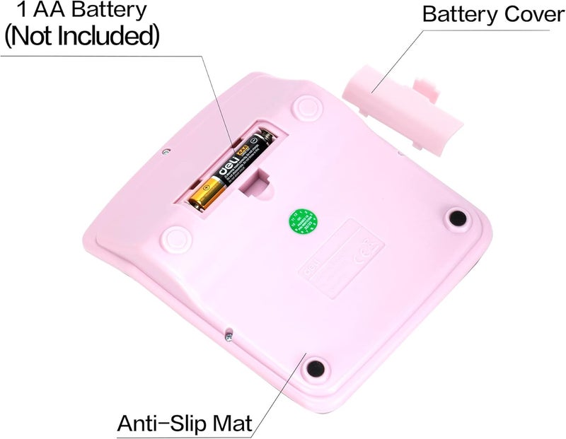 Deli Calculator, Standard Function Desktop Calculators with 12 Digit Large LCD Display and Sensitive Button, Solar Battery Dual Power Office Calculator, Pink - Image 5